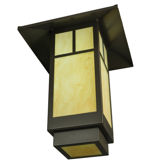 Meyda Lighting Seneca 23" LED Timeless Bronze T Mission Lantern Pendant Light With Tawnyrock Idalight Shade Glass