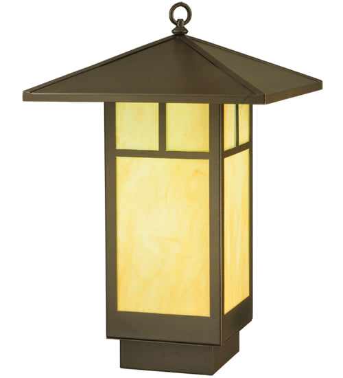 Meyda Lighting Seneca 23" LED Timeless Bronze T Mission Lantern Pendant Light With Tawnyrock Idalight Shade Glass