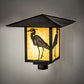 Meyda Lighting Seneca 23" Solar Black Heron Post Mount Light With Beige Art Shade Glass
