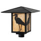 Meyda Lighting Seneca 23" Solar Black Heron Post Mount Light With Beige Art Shade Glass