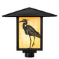 Meyda Lighting Seneca 23" Solar Black Heron Post Mount Light With Beige Art Shade Glass