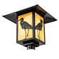 Meyda Lighting Seneca 23" Solar Black Heron Post Mount Light With Beige Art Shade Glass