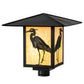 Meyda Lighting Seneca 23" Solar Black Heron Post Mount Light With Beige Art Shade Glass