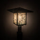 Meyda Lighting Seneca 23" Verdigris Lotus Leaf and Dragonfly Outdoor Post Mount Light With Clear Seeded Shade Glass