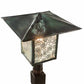 Meyda Lighting Seneca 23" Verdigris Lotus Leaf and Dragonfly Outdoor Post Mount Light With Clear Seeded Shade Glass