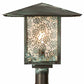 Meyda Lighting Seneca 23" Verdigris Lotus Leaf and Dragonfly Outdoor Post Mount Light With Clear Seeded Shade Glass