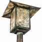 Meyda Lighting Seneca 23" Verdigris Lotus Leaf and Dragonfly Outdoor Post Mount Light With Clear Seeded Shade Glass