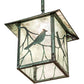 Meyda Lighting Seneca 23" Verdigris Song Bird Pendant Light With Clear Shade Glass