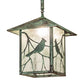 Meyda Lighting Seneca 23" Verdigris Song Bird Pendant Light With Clear Shade Glass
