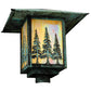 Meyda Lighting Seneca 23" Verdigris Tall Pines Post Mount Light With Beige Iridescent Art Shade Glass