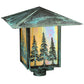 Meyda Lighting Seneca 23" Verdigris Tall Pines Post Mount Light With Beige Iridescent Art Shade Glass