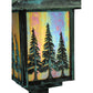 Meyda Lighting Seneca 23" Verdigris Tall Pines Post Mount Light With Beige Iridescent Art Shade Glass