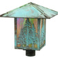 Meyda Lighting Seneca 23" Verdigris Tall Pines Post Mount Light With Beige Iridescent Shade Glass