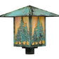 Meyda Lighting Seneca 23" Verdigris Tall Pines Post Mount Light With Beige Iridescent Shade Glass