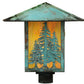 Meyda Lighting Seneca 23" Verdigris Tall Pines Post Mount Light With Beige Iridescent Shade Glass