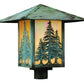 Meyda Lighting Seneca 23" Verdigris Tall Pines Post Mount Light With Beige Iridescent Shade Glass