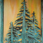 Meyda Lighting Seneca 23" Verdigris Tall Pines Post Mount Light With Beige Iridescent Shade Glass