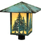 Meyda Lighting Seneca 23" Verdigris Tall Pines Post Mount Light With Beige Iridescent Shade Glass