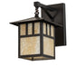 Meyda Lighting Seneca 239611 9" Craftsman Brown "T" Mission Straight Arm Wall Sconce With Beige Art Shade Glass