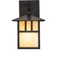 Meyda Lighting Seneca 239611 9" Craftsman Brown "T" Mission Straight Arm Wall Sconce With Beige Art Shade Glass