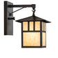 Meyda Lighting Seneca 239611 9" Craftsman Brown "T" Mission Straight Arm Wall Sconce With Beige Art Shade Glass