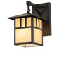 Meyda Lighting Seneca 239611 9" Craftsman Brown "T" Mission Straight Arm Wall Sconce With Beige Art Shade Glass