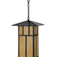 Meyda Lighting Seneca 24" 3-Light Craftsman Brown Double Bar Mission Pendant Light With Beige Art Shade Glass