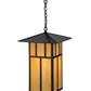 Meyda Lighting Seneca 24" 3-Light Craftsman Brown Double Bar Mission Pendant Light With Beige Art Shade Glass