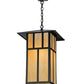 Meyda Lighting Seneca 24" 3-Light Craftsman Brown Double Bar Mission Pendant Light With Beige Art Shade Glass