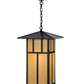 Meyda Lighting Seneca 24" 3-Light Craftsman Brown Double Bar Mission Pendant Light With Beige Art Shade Glass
