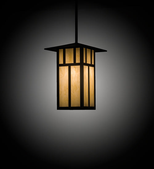 Meyda Lighting Seneca 24" 3-Light Oil Rubbed Bronze Double Bar Mission Pendant Light With Beige Botticino Idalight Shade