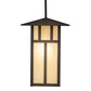 Meyda Lighting Seneca 24" 3-Light Oil Rubbed Bronze Double Bar Mission Pendant Light With Beige Botticino Idalight Shade
