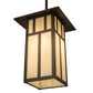 Meyda Lighting Seneca 24" 3-Light Oil Rubbed Bronze Double Bar Mission Pendant Light With Beige Botticino Idalight Shade