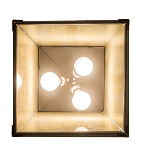 Meyda Lighting Seneca 24" 3-Light Oil Rubbed Bronze Double Bar Mission Pendant Light With Beige Botticino Idalight Shade