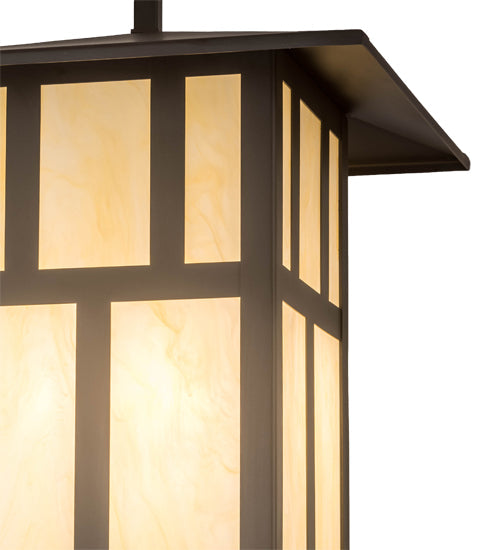 Meyda Lighting Seneca 24" 3-Light Oil Rubbed Bronze Double Bar Mission Pendant Light With Beige Botticino Idalight Shade