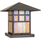 Meyda Lighting Seneca 24" Craftsman Brown On Brass Watchtower Outdoor Pier Mount Light With Beige Iridescent Shade Glass