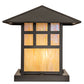Meyda Lighting Seneca 24" Craftsman Brown On Brass Watchtower Outdoor Pier Mount Light With Beige Iridescent Shade Glass