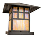 Meyda Lighting Seneca 24" Craftsman Brown On Brass Watchtower Outdoor Pier Mount Light With Beige Iridescent Shade Glass