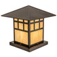 Meyda Lighting Seneca 24" Craftsman Brown On Brass Watchtower Outdoor Pier Mount Light With Beige Iridescent Shade Glass
