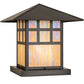 Meyda Lighting Seneca 24" Craftsman Brown On Brass Watchtower Outdoor Pier Mount Light With Beige Iridescent Shade Glass