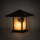 Meyda Lighting Seneca 24" Craftsman Brown Winter Pine Outdoor Pier Mount Light With Beige Art Shade Glass