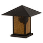 Meyda Lighting Seneca 24" Craftsman Brown Winter Pine Outdoor Pier Mount Light With Beige Art Shade Glass