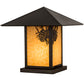 Meyda Lighting Seneca 24" Craftsman Brown Winter Pine Outdoor Pier Mount Light With Beige Art Shade Glass