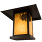 Meyda Lighting Seneca 24" Craftsman Brown Winter Pine Outdoor Pier Mount Light With Beige Art Shade Glass