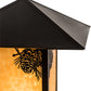 Meyda Lighting Seneca 24" Craftsman Brown Winter Pine Outdoor Pier Mount Light With Beige Art Shade Glass