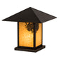Meyda Lighting Seneca 24" Craftsman Brown Winter Pine Outdoor Pier Mount Light With Beige Art Shade Glass