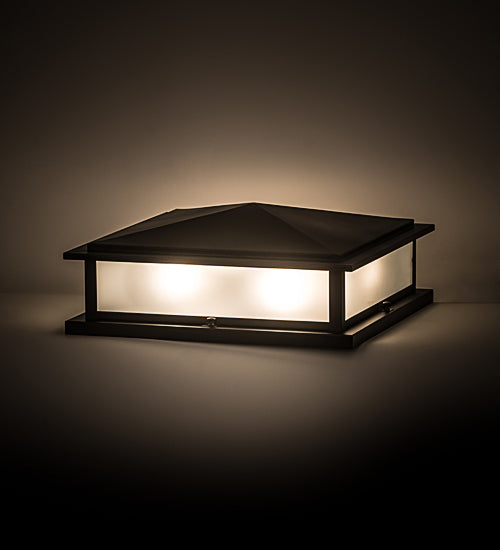 Meyda Lighting Seneca 25" 4-Light Flat Black Prime Outdoor Pier Mount Light With Clear Frosted Shade Glass