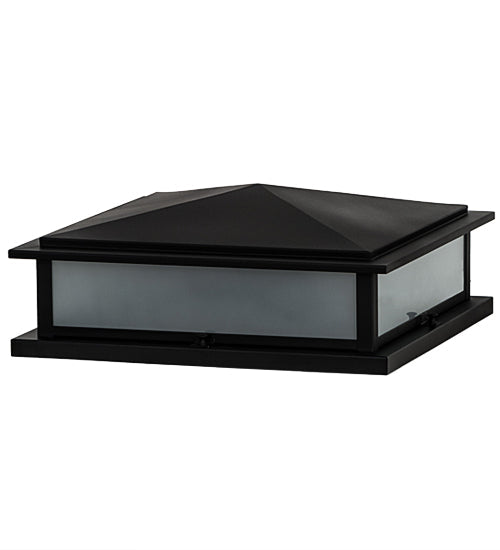 Meyda Lighting Seneca 25" 4-Light Flat Black Prime Outdoor Pier Mount Light With Clear Frosted Shade Glass