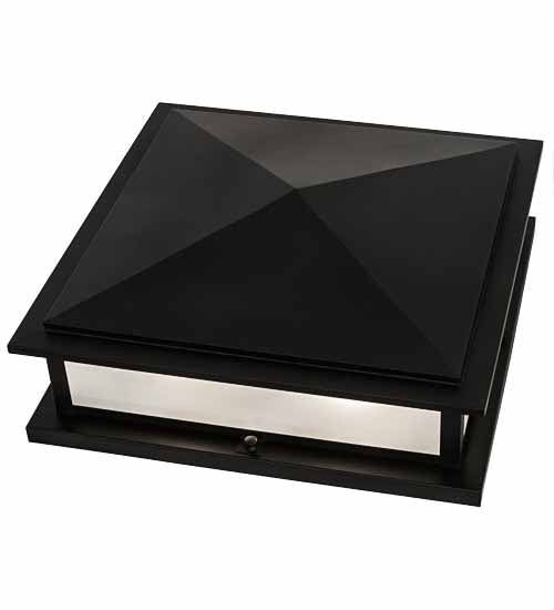 Meyda Lighting Seneca 25" 4-Light Flat Black Prime Outdoor Pier Mount Light With Clear Frosted Shade Glass
