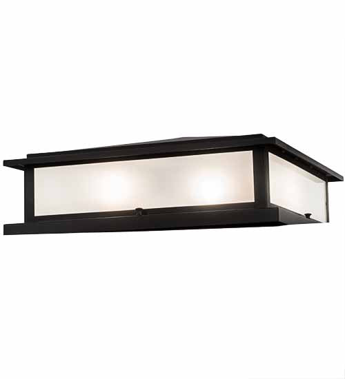Meyda Lighting Seneca 25" 4-Light Flat Black Prime Outdoor Pier Mount Light With Clear Frosted Shade Glass